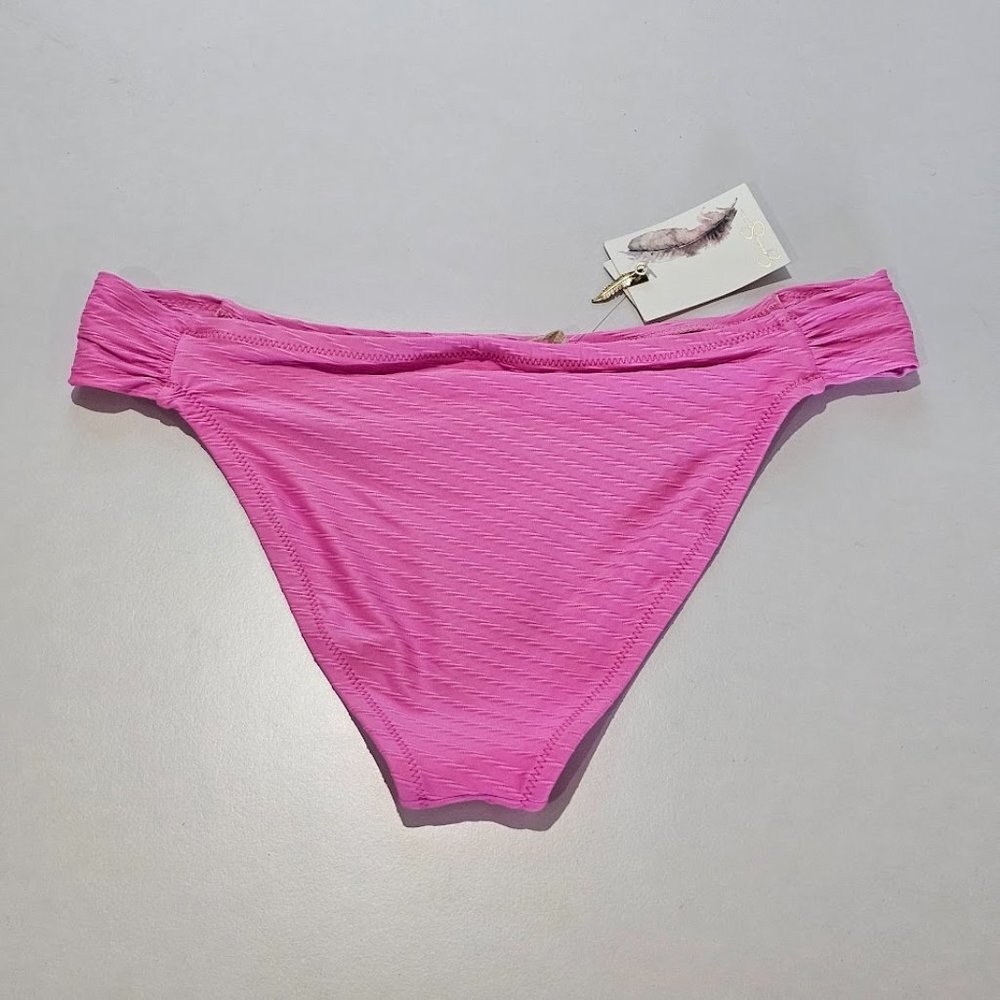 Jessica Simpson Pretty in Pique Side-Shirred Bikini Bottom - Picture 3 of 7